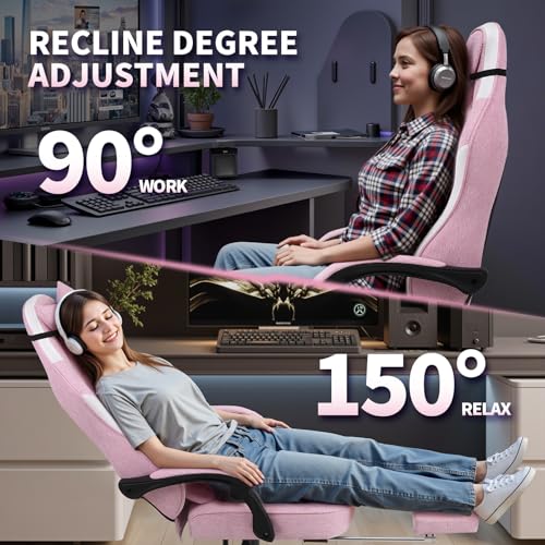 SITMOD Chaise Tissu Ergonomique avec Repose-Pieds pour Gaming et Bureau