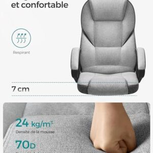 SONGMICS OBG022G01 : Chaise Ergonomique et Fauteuil Gamer Réglable en Gris