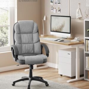 SONGMICS OBG024G01 : Chaise de Bureau Ergonomique Pivotante avec Accoudoirs