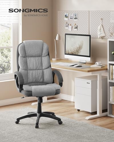 SONGMICS OBG024G01 : Chaise de Bureau Ergonomique Pivotante avec Accoudoirs