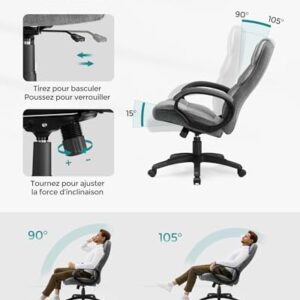 SONGMICS OBG024G01 : Chaise de Bureau Ergonomique Pivotante avec Accoudoirs