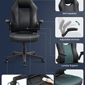 SONGMICS OBG064B01 : Chaise de Bureau Ergonomique Gamer Noir, 150 kg