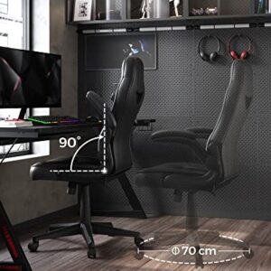 SONGMICS OBG064B01 : Chaise de Bureau Ergonomique Gamer Noir, 150 kg