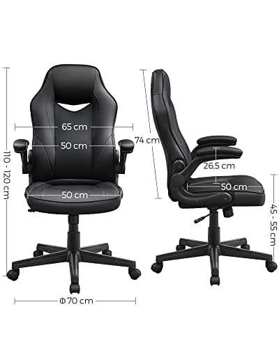 SONGMICS OBG064B01 : Chaise de Bureau Ergonomique Gamer Noir, 150 kg