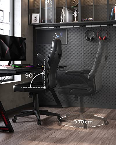 SONGMICS OBG064B01 : Chaise de Bureau Ergonomique Gamer Noir, 150 kg