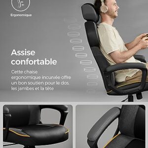 SONGMICS OBG066B01 Chaise de Bureau et Fauteuil Gaming Noir Ajustable