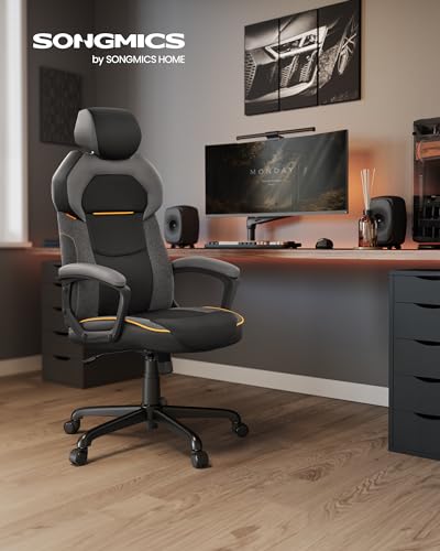 SONGMICS OBG066B01 Chaise de Bureau et Fauteuil Gaming Noir Ajustable