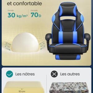 SONGMICS OBG073B04 : Chaise de Bureau Réglable avec Repose-Pieds et Support Lombaire