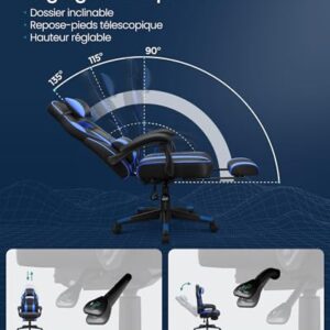 SONGMICS OBG073B04 : Chaise de Bureau Réglable avec Repose-Pieds et Support Lombaire