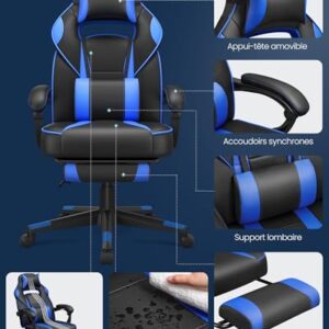 SONGMICS OBG073B04 : Chaise de Bureau Réglable avec Repose-Pieds et Support Lombaire