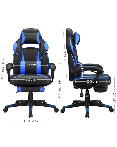 SONGMICS OBG073B04 : Chaise de Bureau Réglable avec Repose-Pieds et Support Lombaire