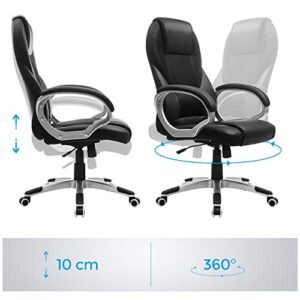 SONGMICS OBG22B : Chaise Ergonomique Gamer Pivotante, Hauteur Réglable, Noir