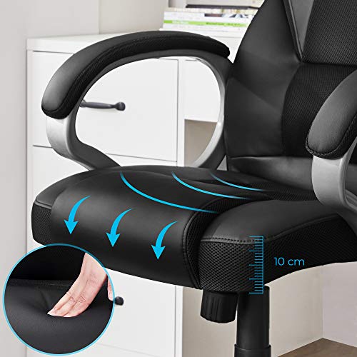 SONGMICS OBG22B : Chaise Ergonomique Gamer Pivotante, Hauteur Réglable, Noir