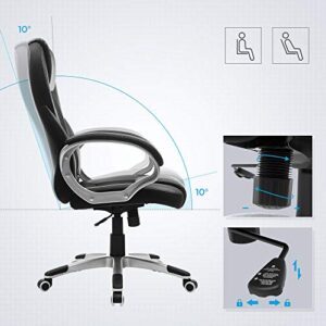 SONGMICS OBG22B : Chaise Ergonomique Gamer Pivotante, Hauteur Réglable, Noir