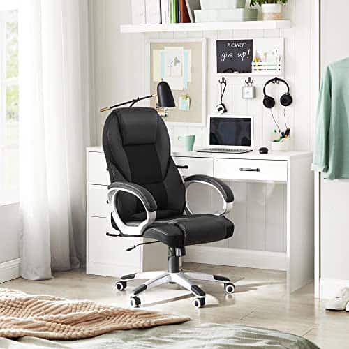 SONGMICS OBG22B : Chaise Ergonomique Gamer Pivotante, Hauteur Réglable, Noir