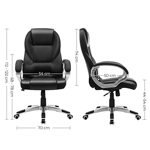 SONGMICS OBG22B : Chaise Ergonomique Gamer Pivotante, Hauteur Réglable, Noir