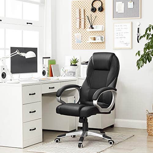 SONGMICS OBG22B : Chaise Ergonomique Gamer Pivotante, Hauteur Réglable, Noir