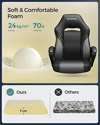 SONGMICS OBG38BG : Fauteuil Gamer Ergonomique Noir et Gris jusqu’à 150 kg
