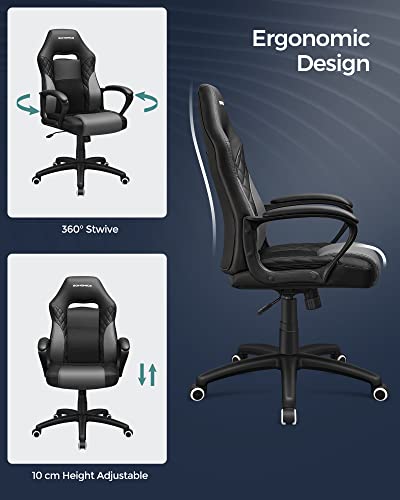 SONGMICS OBG38BG : Fauteuil Gamer Ergonomique Noir et Gris jusqu’à 150 kg