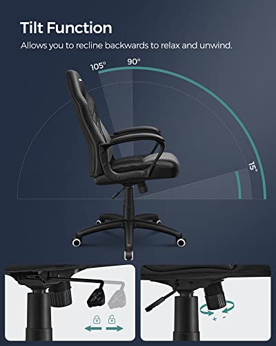 SONGMICS OBG38BG : Fauteuil Gamer Ergonomique Noir et Gris jusqu’à 150 kg