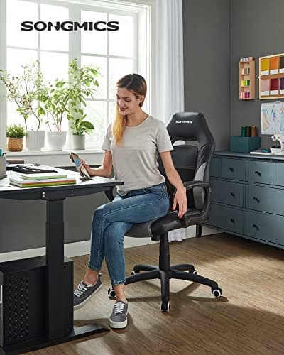 SONGMICS OBG38BG : Fauteuil Gamer Ergonomique Noir et Gris jusqu’à 150 kg
