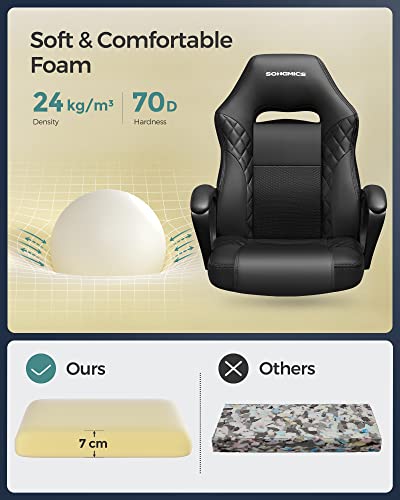 SONGMICS OBG38BK : Fauteuil Gamer Ergonomique Noir avec Dossier S
