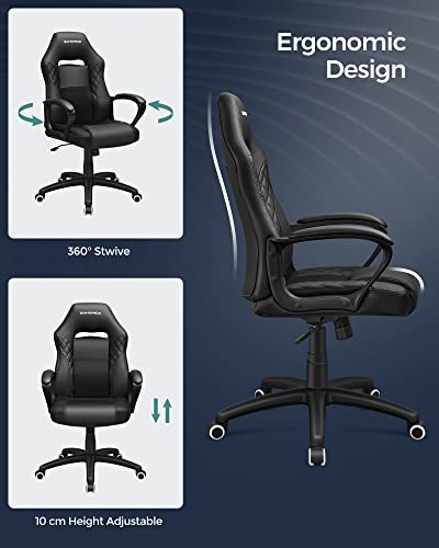 SONGMICS OBG38BK : Fauteuil Gamer Ergonomique Noir avec Dossier S