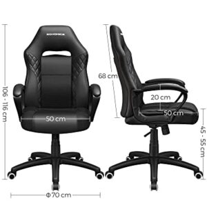 SONGMICS OBG38BK : Fauteuil Gamer Ergonomique Noir avec Dossier S