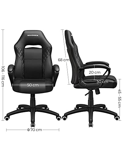 SONGMICS OBG38BK : Fauteuil Gamer Ergonomique Noir avec Dossier S