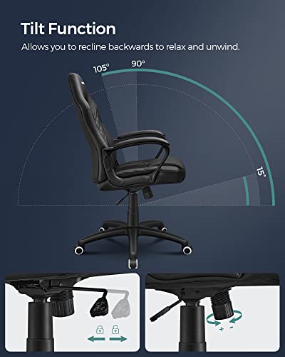 SONGMICS OBG38BK : Fauteuil Gamer Ergonomique Noir avec Dossier S