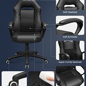 SONGMICS OBG38BK : Fauteuil Gamer Ergonomique Noir avec Dossier S