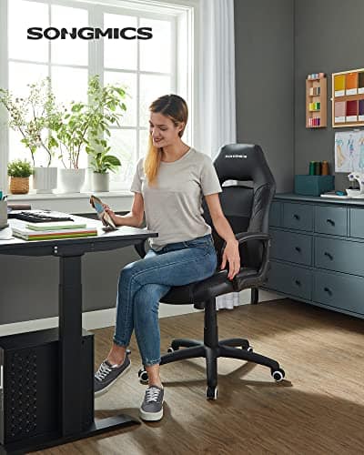 SONGMICS OBG38BK : Fauteuil Gamer Ergonomique Noir avec Dossier S