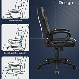 SONGMICS OBG38BK : Fauteuil Gamer Ergonomique Noir avec Dossier S