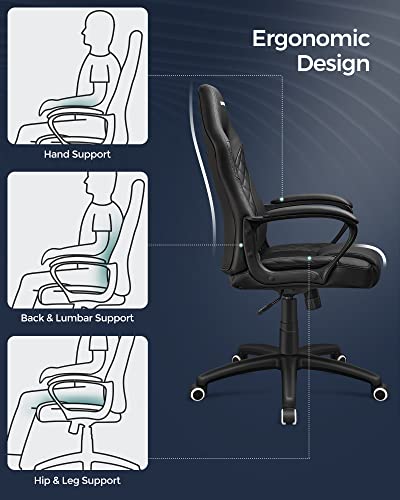 SONGMICS OBG38BK : Fauteuil Gamer Ergonomique Noir avec Dossier S
