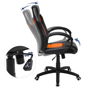 SONGMICS OBG56BO Fauteuil de Bureau Gaming Ajustable Noir-Orange