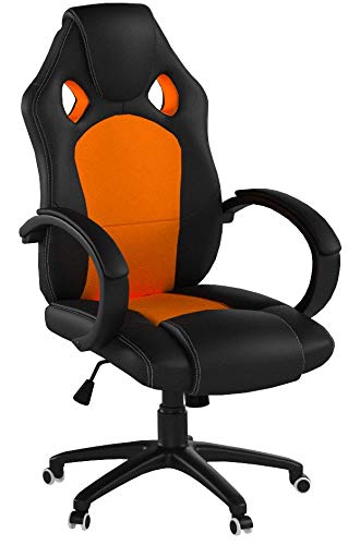 SONGMICS OBG56BO Fauteuil de Bureau Gaming Ajustable Noir-Orange