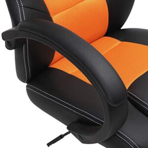 SONGMICS OBG56BO Fauteuil de Bureau Gaming Ajustable Noir-Orange