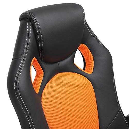 SONGMICS OBG56BO Fauteuil de Bureau Gaming Ajustable Noir-Orange