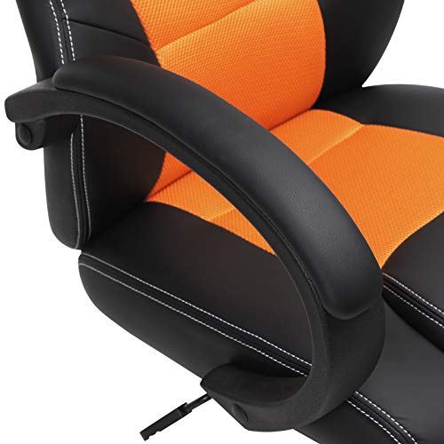 SONGMICS OBG56BO Fauteuil de Bureau Gaming Ajustable Noir-Orange