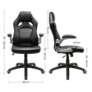 SONGMICS OBG62B Chaise de bureau ergonomique pivotante, noir, réglable et inclinable