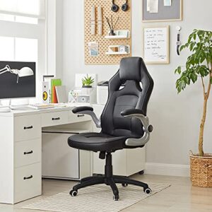 SONGMICS OBG62B Chaise de bureau ergonomique pivotante, noir, réglable et inclinable