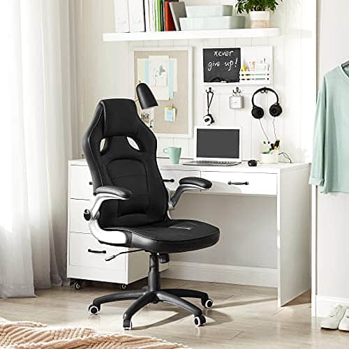 SONGMICS OBG62B Chaise de bureau ergonomique pivotante, noir, réglable et inclinable