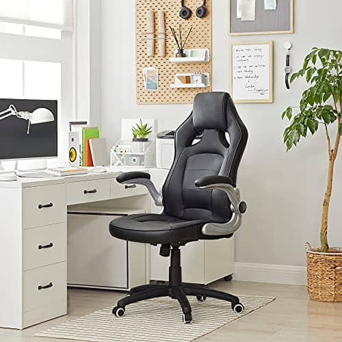 SONGMICS OBG62B Chaise de bureau ergonomique pivotante, noir, réglable et inclinable