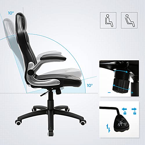 SONGMICS OBG62B Chaise de bureau ergonomique pivotante, noir, réglable et inclinable