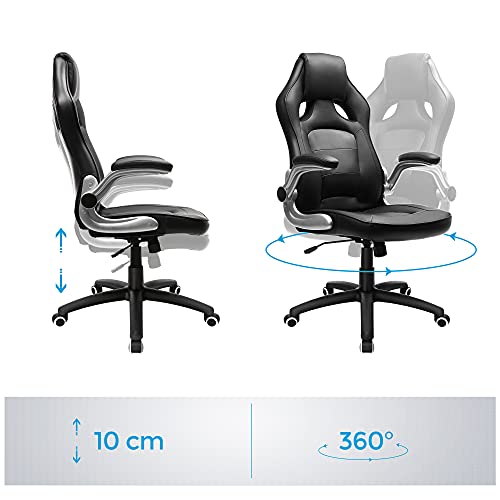 SONGMICS OBG62B Chaise de bureau ergonomique pivotante, noir, réglable et inclinable