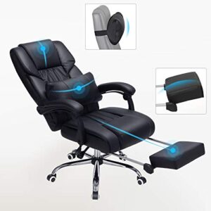 SONGMICS OBG71B : Fauteuil de bureau noir avec repose-pied pliable