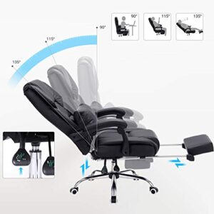 SONGMICS OBG71B : Fauteuil de bureau noir avec repose-pied pliable