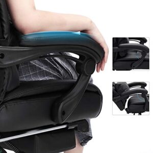 SONGMICS OBG71B : Fauteuil de bureau noir avec repose-pied pliable