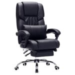 SONGMICS OBG71B : Fauteuil de bureau noir avec repose-pied pliable