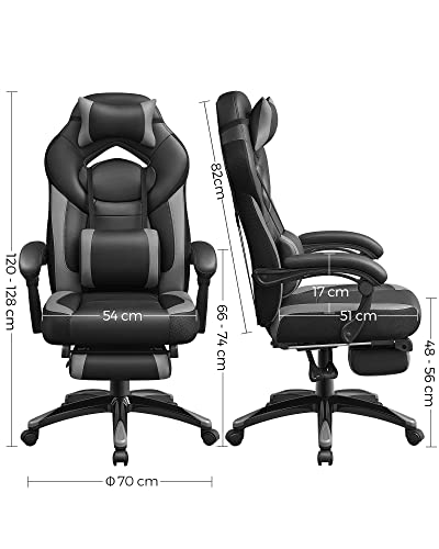 SONGMICS OBG77BG : Fauteuil Gamer Ergonomique avec Repose-Pieds et Support Lombaire